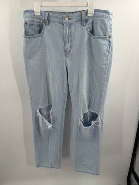 Levi’s‎ Low Pro Straight Light Wash Distressed Knee Rip Jeans Size 32